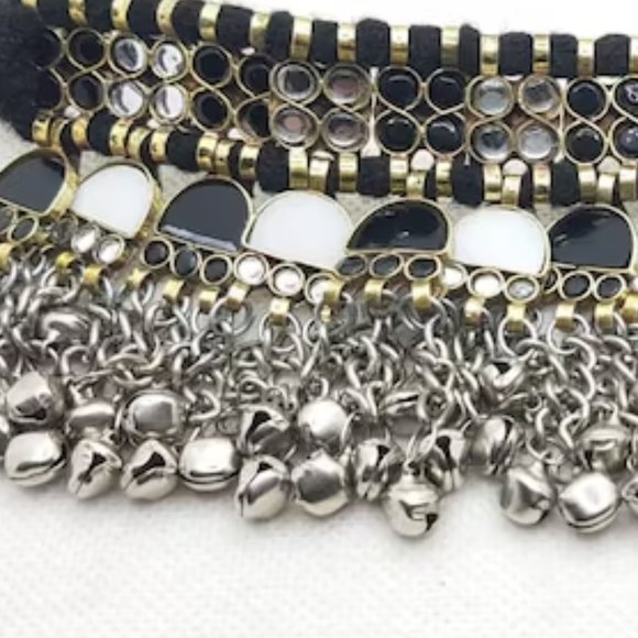 Turkmen Handmade Choker With Black and White Stones, Tribal Ethnic Choker - Picture 6 of 6